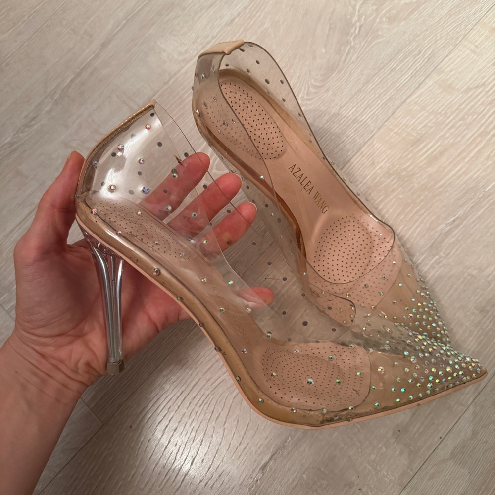 Clear and Silver Stiletto Heels